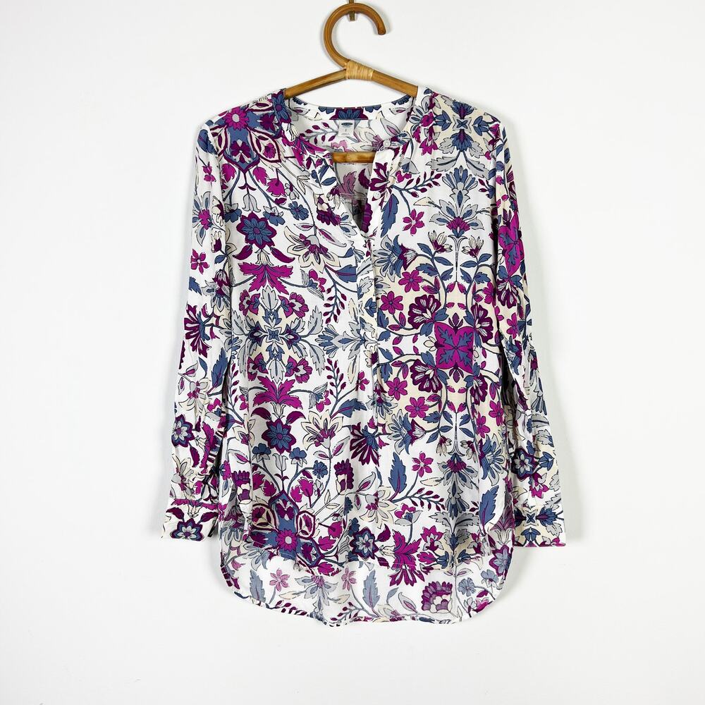 Old Navy purple floral boho top long sleeve shirt Size Small